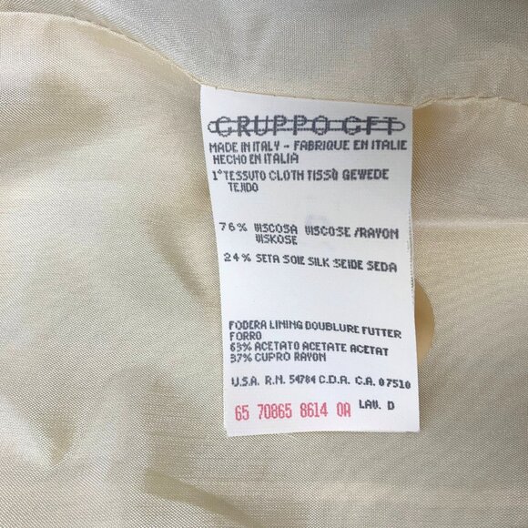 Vintage Giorgio Armani 100% Silk Stripe Blazer Jacket Buttery Yellow Sz 14 - Picture 14 of 16